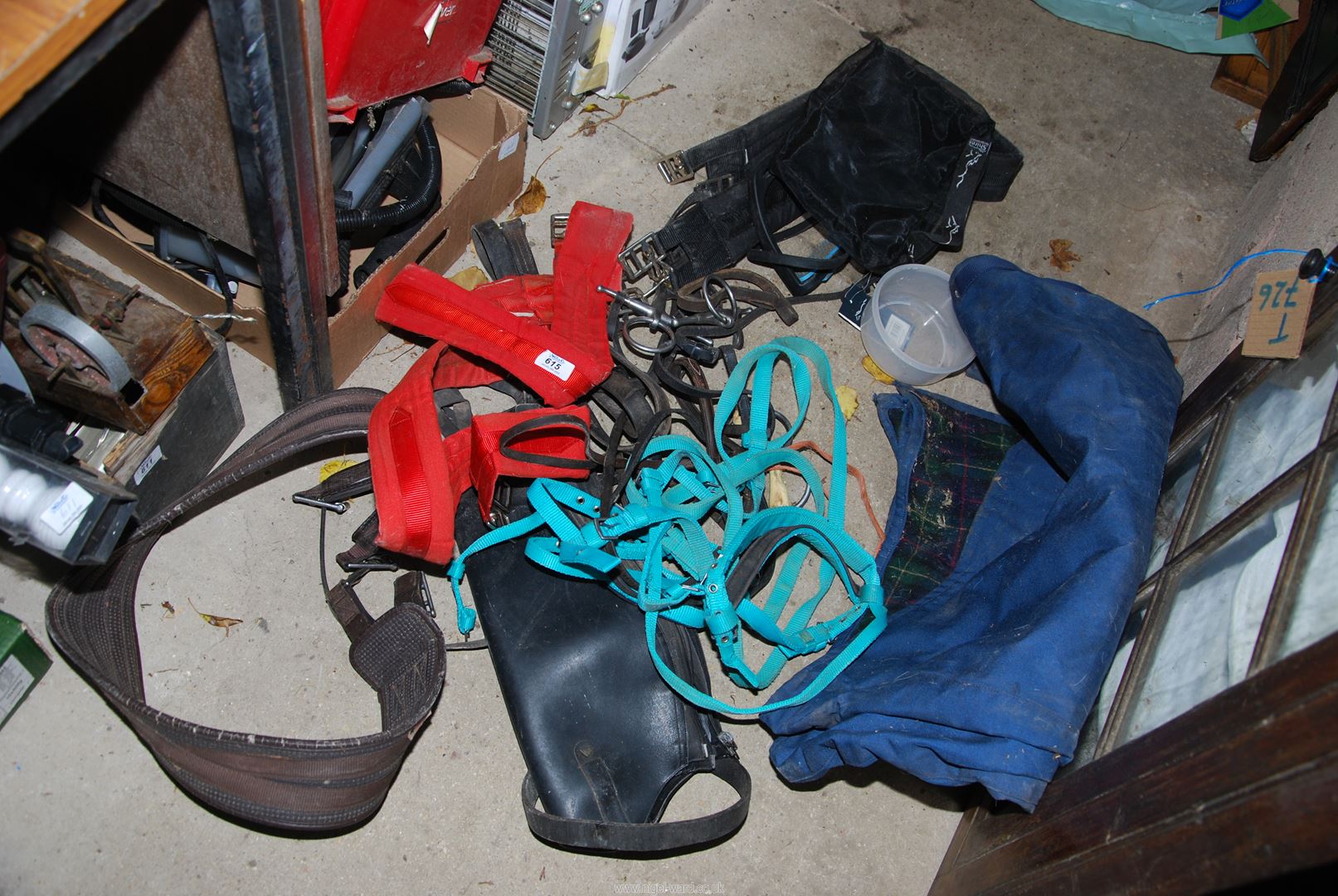 Various Horse equipment - including rugs and tack (girth , bits and stirrups), etc.