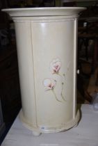 A painted cylindrical circular bedside/pot cupboard - 17½" x 28" high.