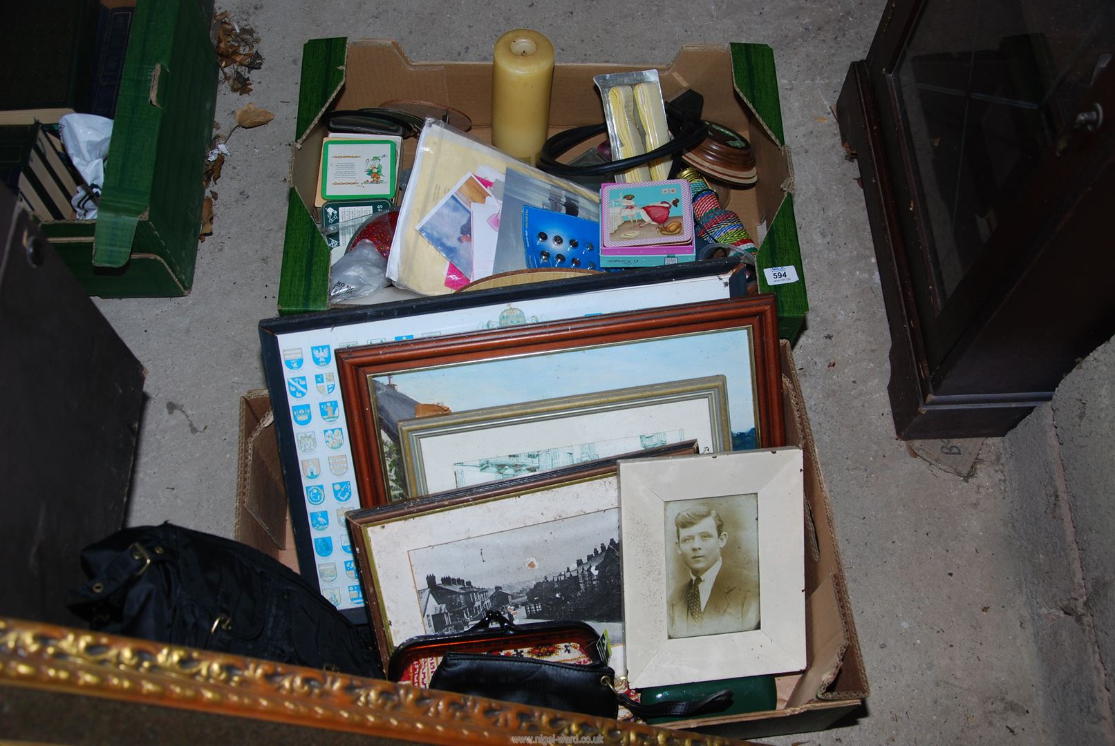 Two boxes of miscellaneous including Prints, Coasters, Handbags, a Bell,etc, - Image 2 of 2