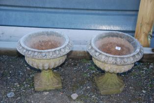 Two concrete Planters - 16" wide x 15½" high.