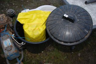 Plastic Dustbin containing with Wild-bird food.