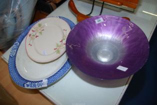 Two Oval plates and a bowl.