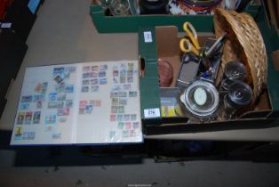 A box of miscellaneous stationary, stamps and books, etc.