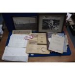 A quantity of railway ephemera including two framed and mounted Railway pictures,