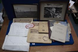 A quantity of railway ephemera including two framed and mounted Railway pictures,