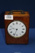 A boxwood cased Arts and Crafts type Mantle Clock, the case decorated with trailing Ivy,