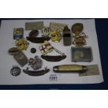 A small quantity of miscellanea including Penknife, "The Acme Thunderer" whistle, railway badges,