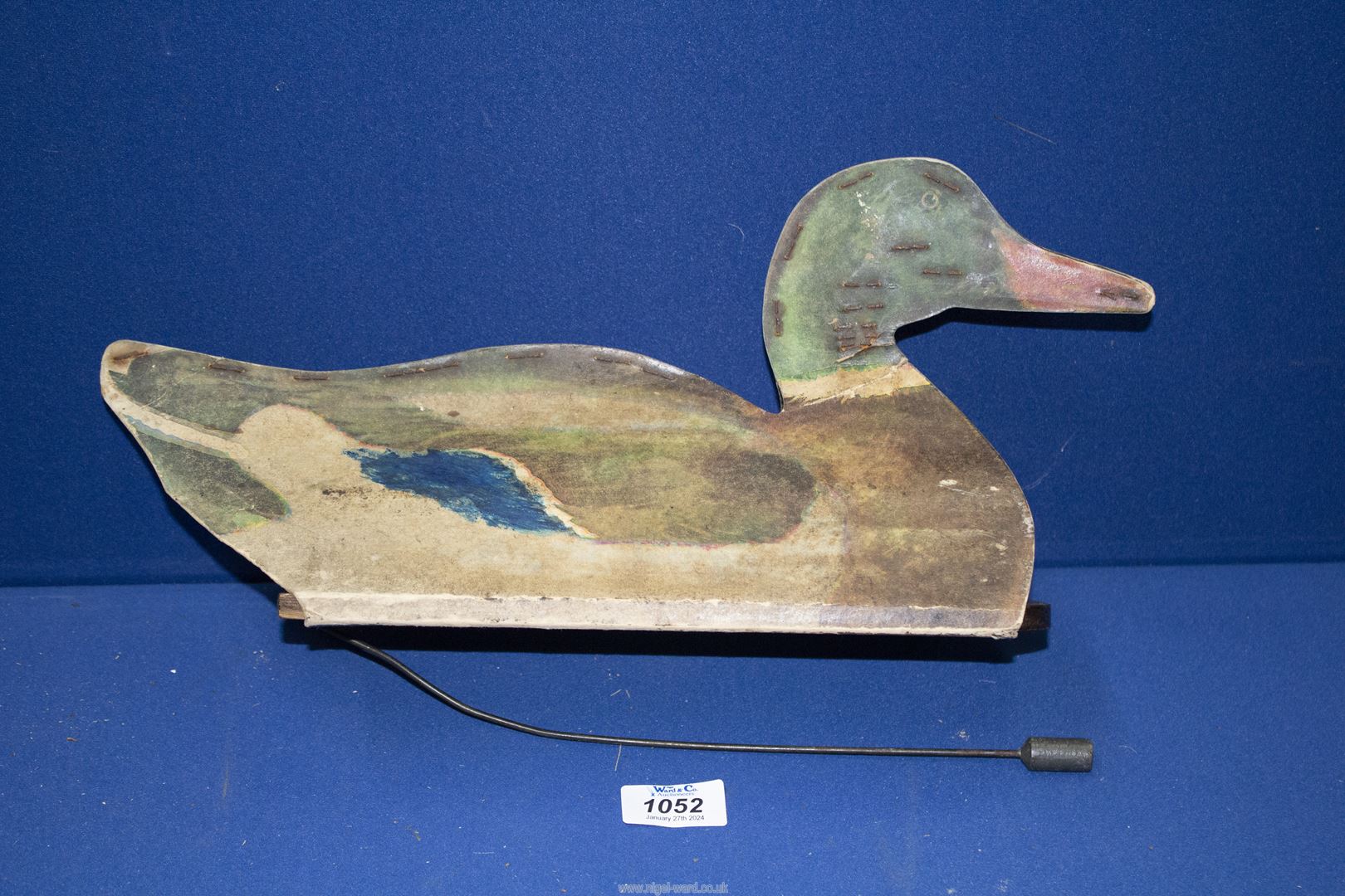 A rare surviving, American made "Johnson's Folding Fibreboard Decoy" Duck,