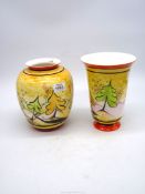 An Elements of Fire 'Fairy Glade' baluster vase and matching footed vase, 7 3/4" and 8" tall.