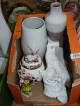 A quantity of china to include; a large Radford vase and butter dish, Cobridge stoneware vase,