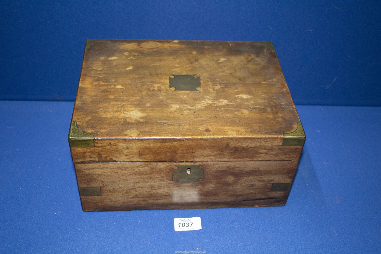 A Mahogany correspondence Box with brass corners, - Image 2 of 2