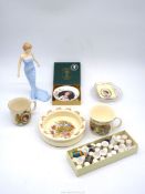 A Royal Doulton figure of 'Diana', Princess of Wales, a small Crown Derby 'Coronation Day' pin dish,