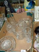 A quantity of cut glass including ice bucket, fruit dishes,