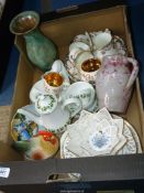 A quantify of china including two small hens on nests, Ewenny vase and jug,