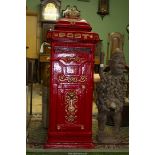 An iron Post Box, no reign mark but postal horn and crown detail,