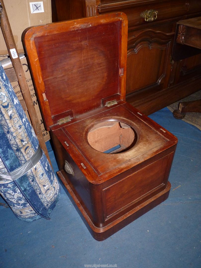 A Mahogany box Commode, unfurnished, 19'' wide x 19 1/2'' deep x 17 3/4'' high approx. - Image 2 of 3