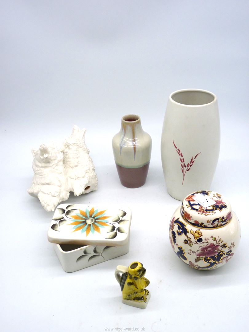 A quantity of china to include; a large Radford vase and butter dish, Cobridge stoneware vase, - Image 2 of 3