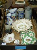 A quantity of china including Mason's Chartreuse plate, Minton Haddon Hall mustard pot,