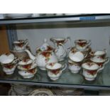 A Royal Albert 'Old Country Roses' tea service for twelve (one cup missing) including teapot,