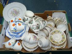 A quantity of part tea sets including Colclough, Salisbury 'Indian Tree', Clarenceware, etc.