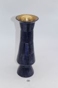 A Lapis Lazuli and brass vase from Afghanistan, 14 1/2" tall.