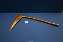 A Tribal Kanak bird head club with stepped handle and cylindrical shaft,