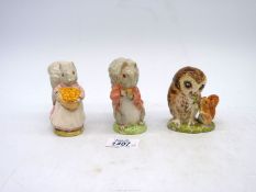 Three Royal Albert Beatrix Potter figures, Timmy Tiptoes & Goody Tiptoes and Old Mr. Brown.