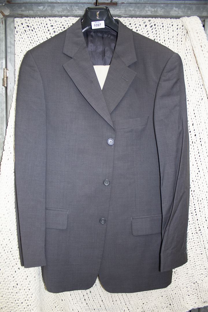 A gents dark grey Jaeger Jacket, size 52R and a pair of cream Hugo Boss trousers, 50'' waist.