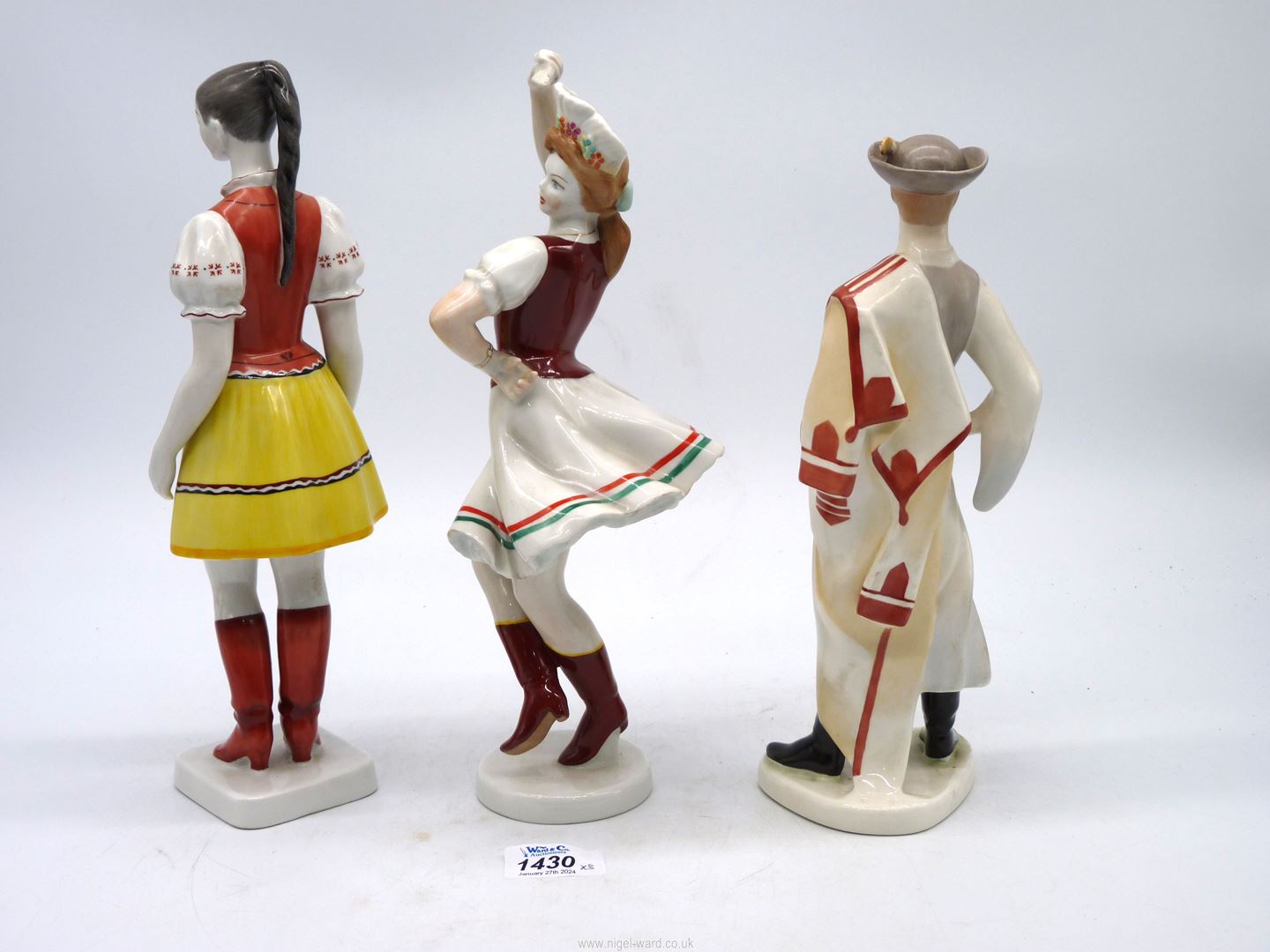 A Hollohaza porcelain figures of a lady in traditional dress a Budapest figure and a dancer also - Image 2 of 3