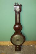A large Banjo Barometer/thermometer by Mitchell & Mitchell , warranted, a/f.
