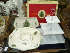 A quantity of china including three pieces of Spode 'Christmas Tree',