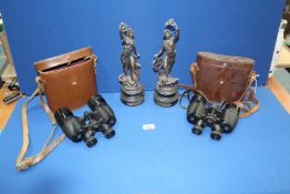 Two pairs of cased Binoculars by Ross of London,