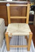A Beechwood frames woven seagrass seated child's Side Chair, 22 1/4'' high,