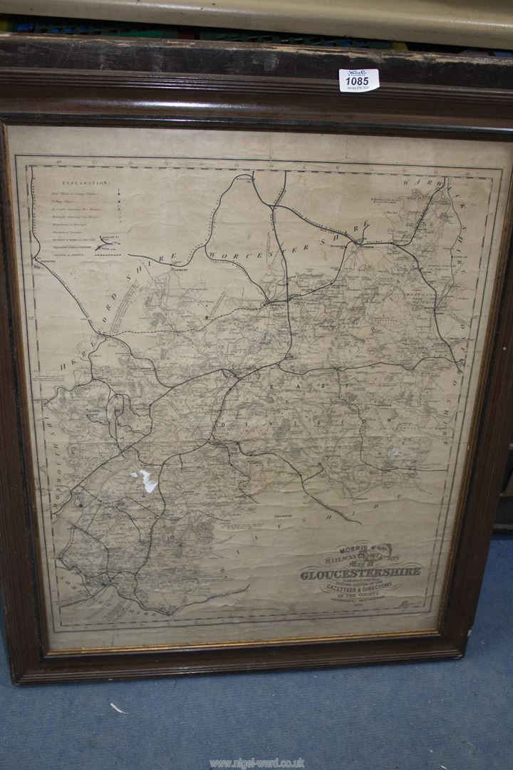A large 1876 Map of Railway and Stations in Gloucestershire by Morris & Co., 23 1/2'' x 28''. - Image 2 of 2