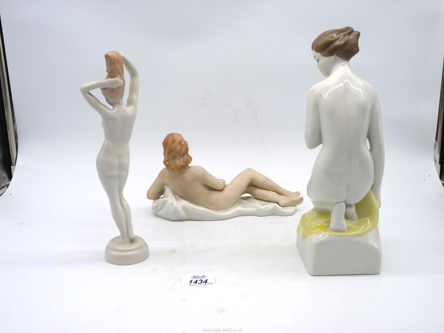Three figures of nudes in various poses, one marked Budapest, - Image 2 of 2