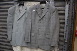 Two Jaeger pale grey plaid, single breasted Jackets, size 50R.