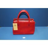 A designer S - Zone red leather ladies handbag, as new with tags.