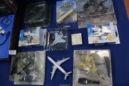 A box of Diecast aviation models including boxed Corgi Classic 'Frontier Airlines',