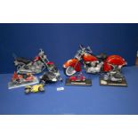 A quantity of model motorbikes including Indian Chief, Maisto motorbike and sidecar,