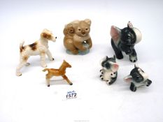 A small quantity of china figures to include; elephants, dog, Szeiler koala and baby and bay foal.