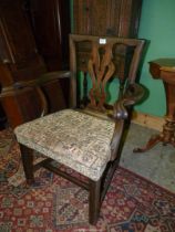 An elegant Mahogany framed Georgian design Corner/Elbow Chair having splayed arms,