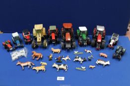 A quantity of model tractors including; Corgi, Siku, Britains, etc.