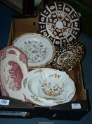 A quantity of china including Royal Crown Derby plates, Aynsley 'Cottage Garden' and Johnson Bros.