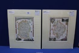Two mounted 19th Century Thomas Moule Maps of Warwickshire and Wiltshire,
