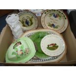 A quantity of china to include; 'Fruit' Burslem pottery plate painted by I.