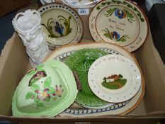 A quantity of china to include; 'Fruit' Burslem pottery plate painted by I.