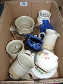 A small quantity of pottery to include two mugs, milk jug, sugar bowl,