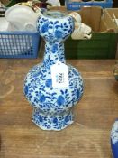 A rare early Delft blue and white baluster vase circa 1700, De Porcelyne Fles factory,