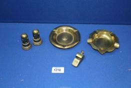 A small quantity of Trench Art including ashtrays, whistle, etc.