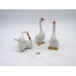 Three Hollohaza figures of Geese.